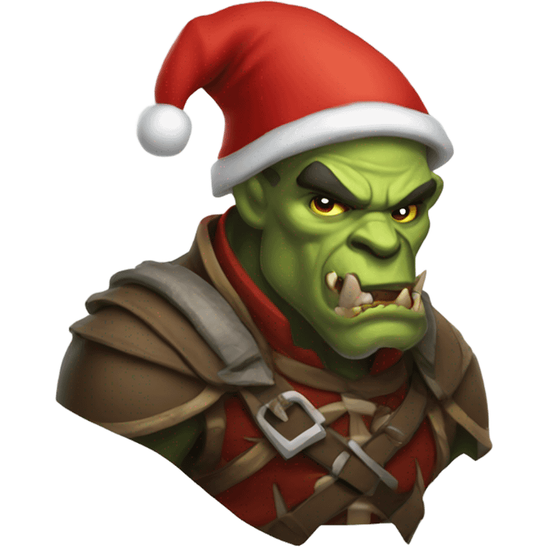 Fierce Orc ranger wearing santa hat emoji