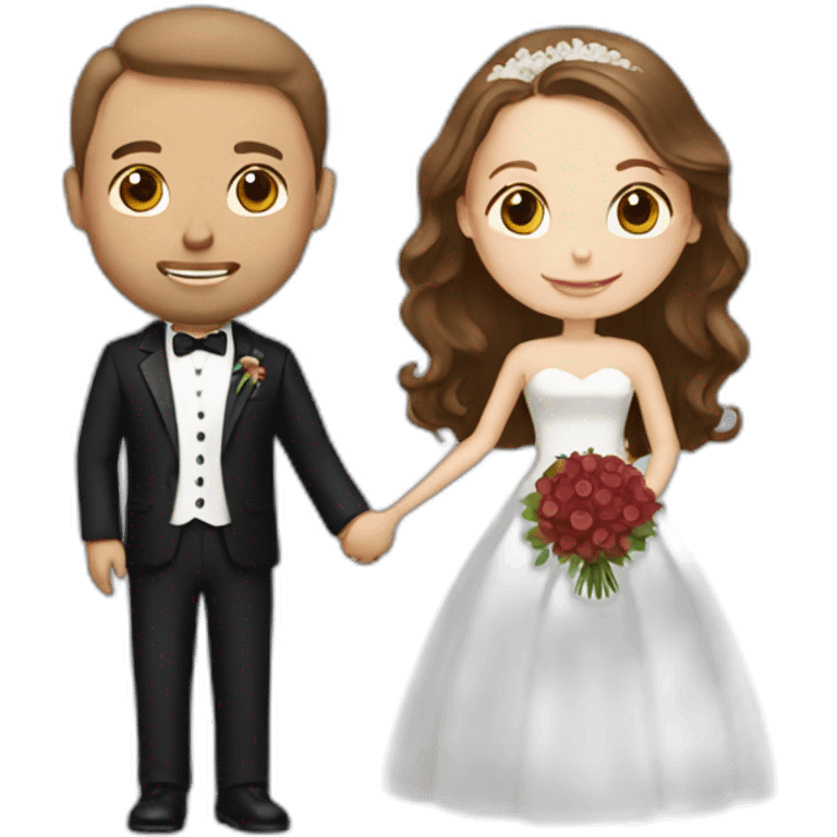 white couple people wedding brown hair emoji