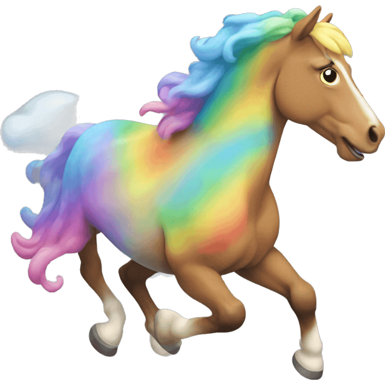 Horse running on rainbow clouds emoji