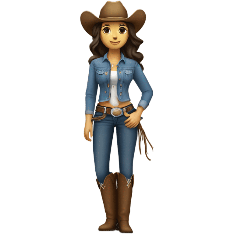 Very pretty brunette cowgirl with light skin emoji