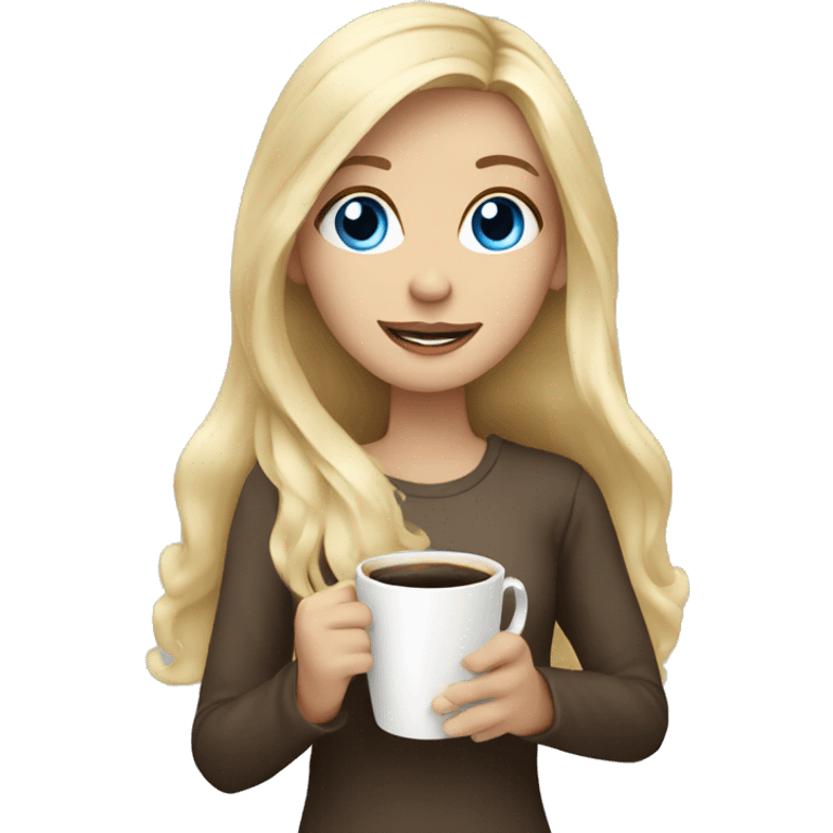 long blonde hair blue eyed girl holding coffee emoji