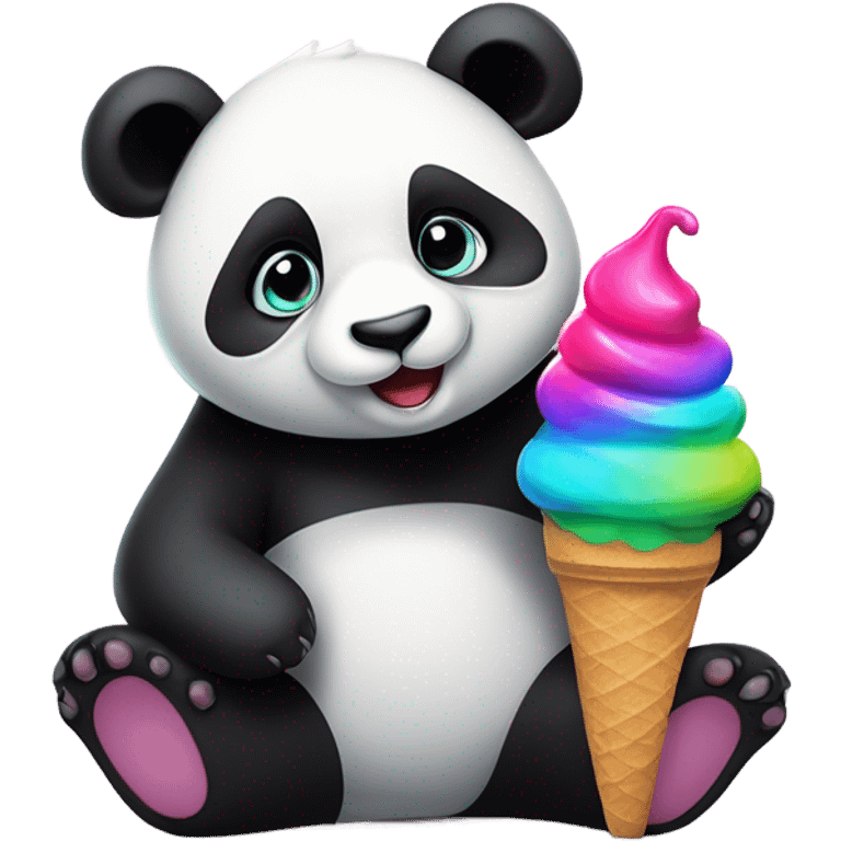 Panda eating ice cream emoji