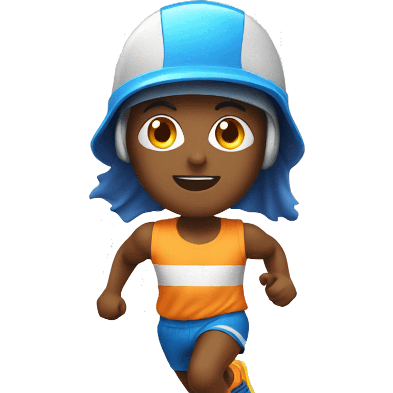 running with sport clothing and hard hat emoji