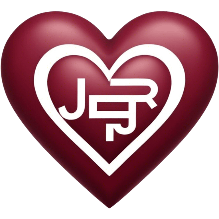 Burgundy heart with the letters Jer in the middle  emoji