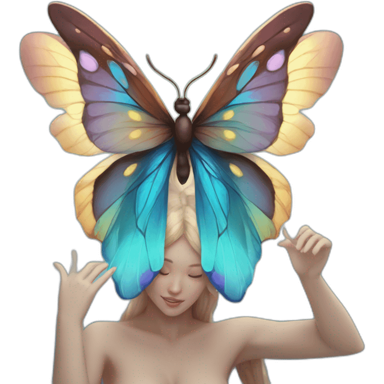 Una mariposa con alas azules de muchos colores, hermosa emoji