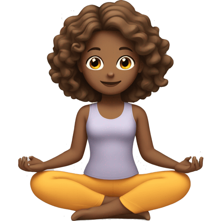 Girl with brown wavy hair doing yoga emoji