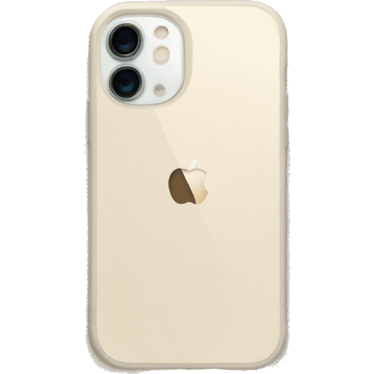 white iPhone 14 with beige checkered case emoji