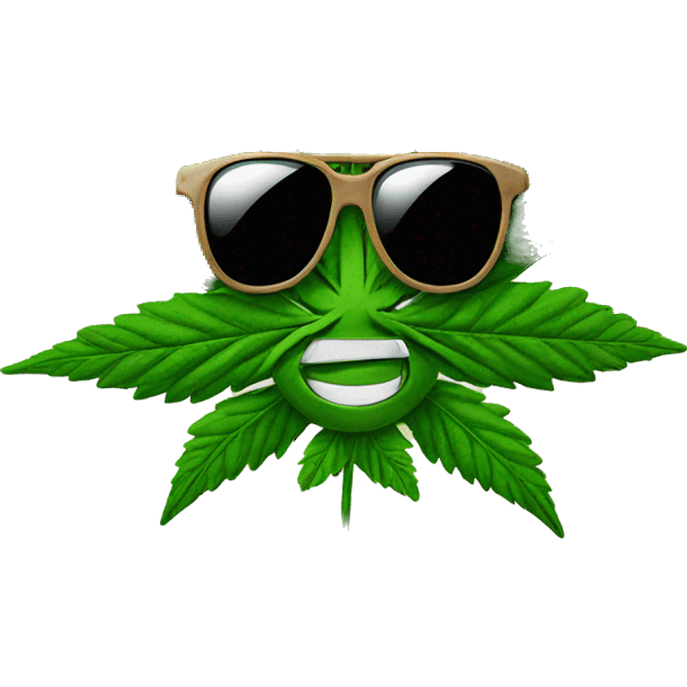 Cannabis leaf with sunglasses emoji