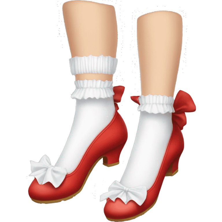 mary jane red shoes and frilly white socks emoji