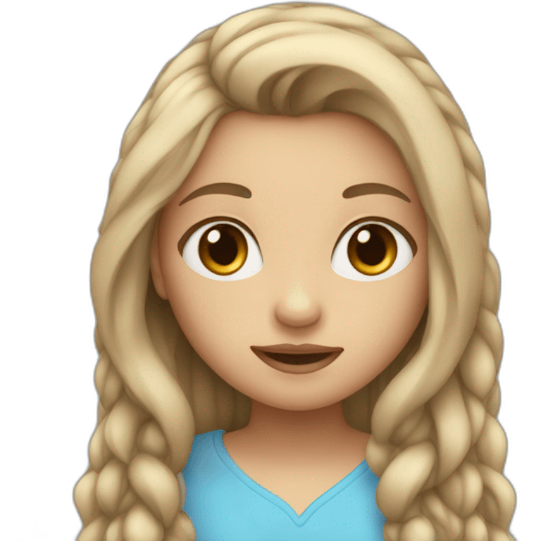 girl with long ash hair and blue eyes emoji