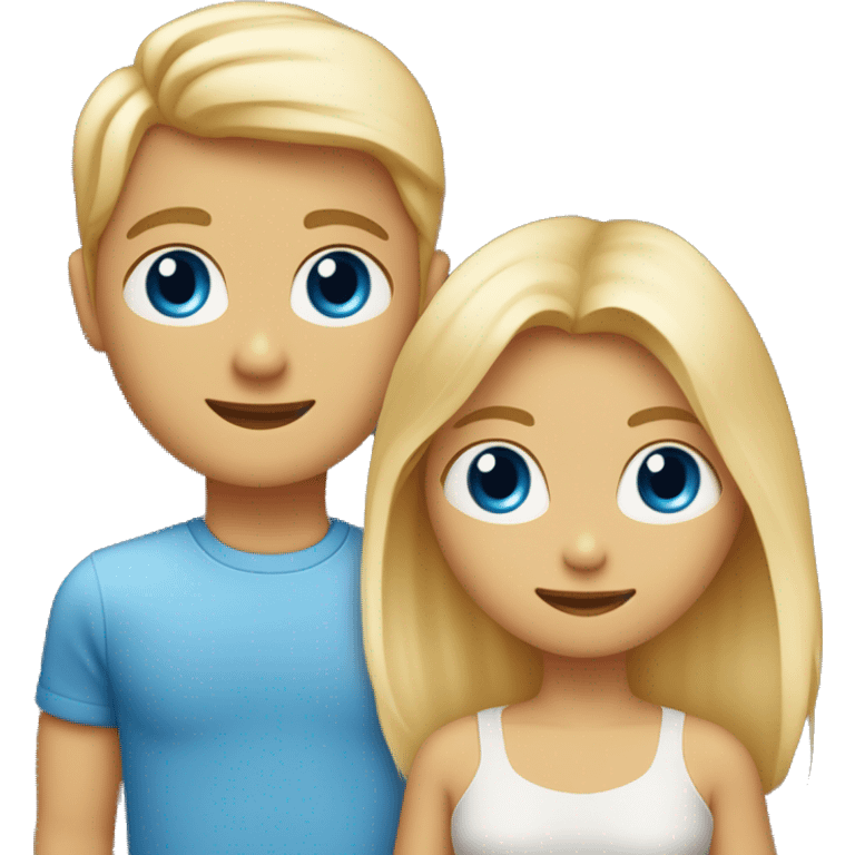 een meisje en jongen die verliefd zijn allebei blond haar en blauwe ogen en meisje heeft sproetjes emoji