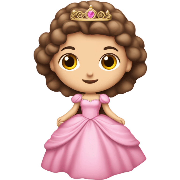 beautiful caucasian brunette princess in pink princess dress emoji