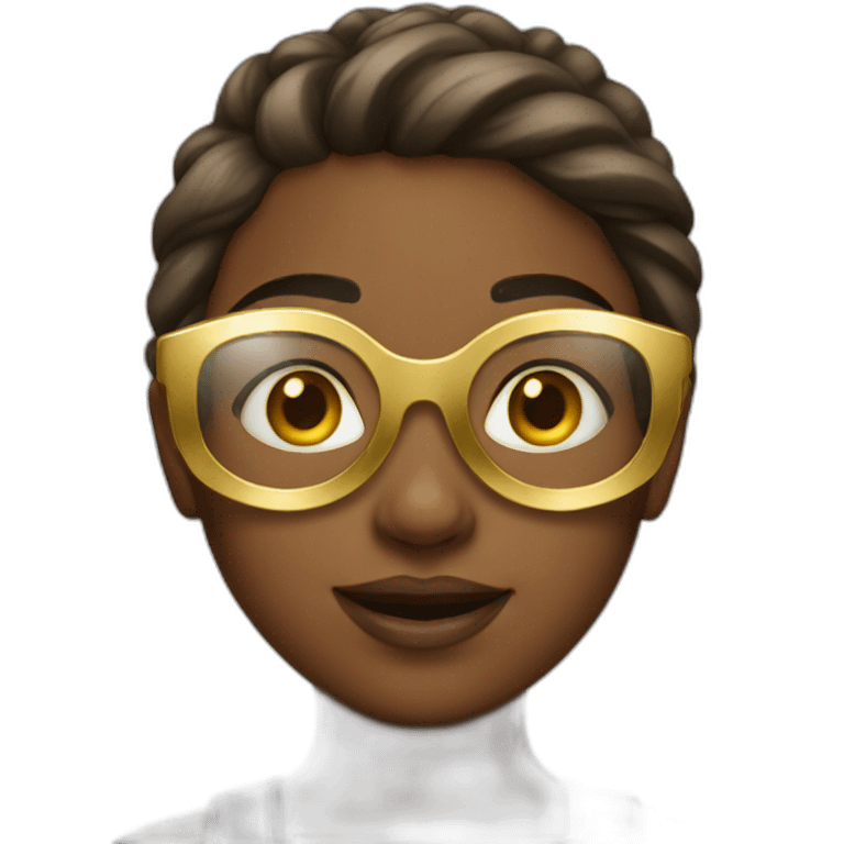 girl with golden goggle emoji