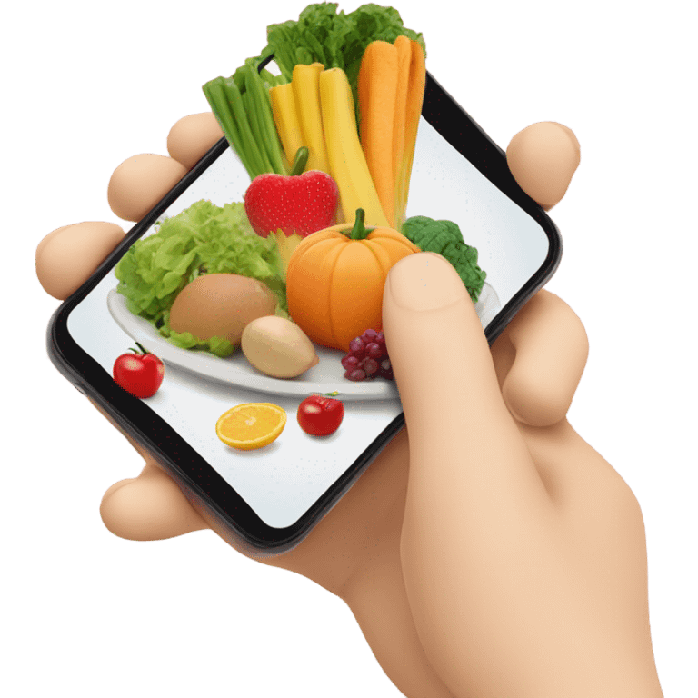 hand taking picture of healthy food emoji