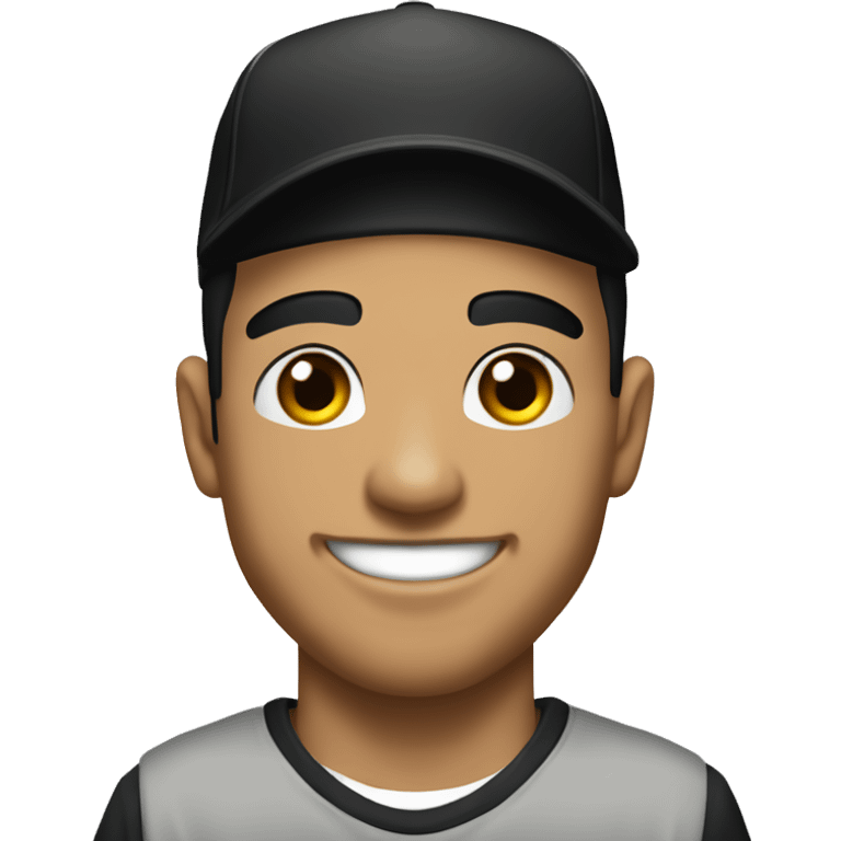 Create a smiley face emoji of Natanael Cano, a young Mexican singer known for "corridos tumbados." He has short black hair, dark brown eyes, and often wears baseball caps and streetwear. He has a relaxed, confident expression. emoji