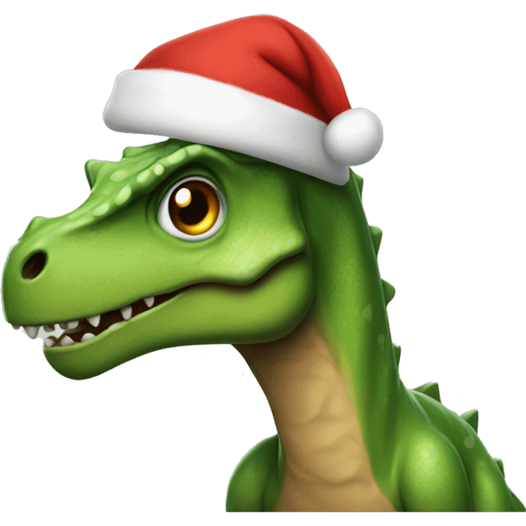 Dinosaur with Santa hat emoji