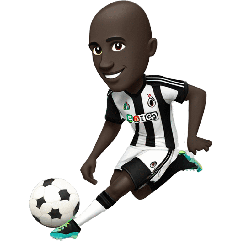 Senegalese footballer Demba Ba wears a Beşiktaş jersey and kicks the ball emoji