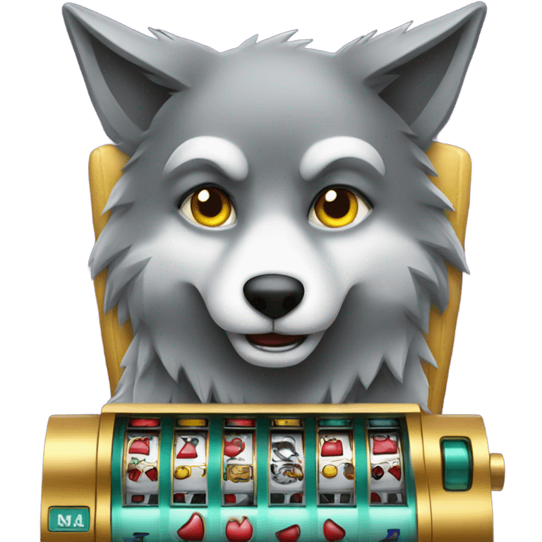 Wolf playing a slot machine emoji