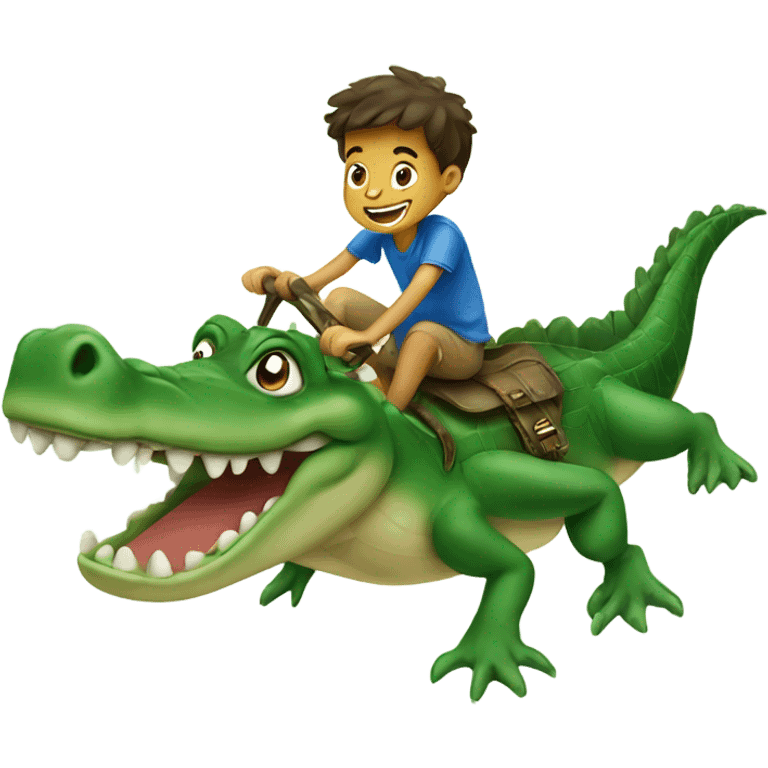 boy flying on crocodile  emoji