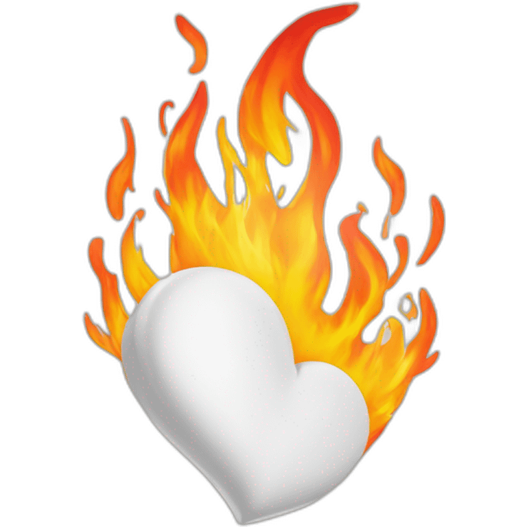 Corazón blanco con fuego  emoji