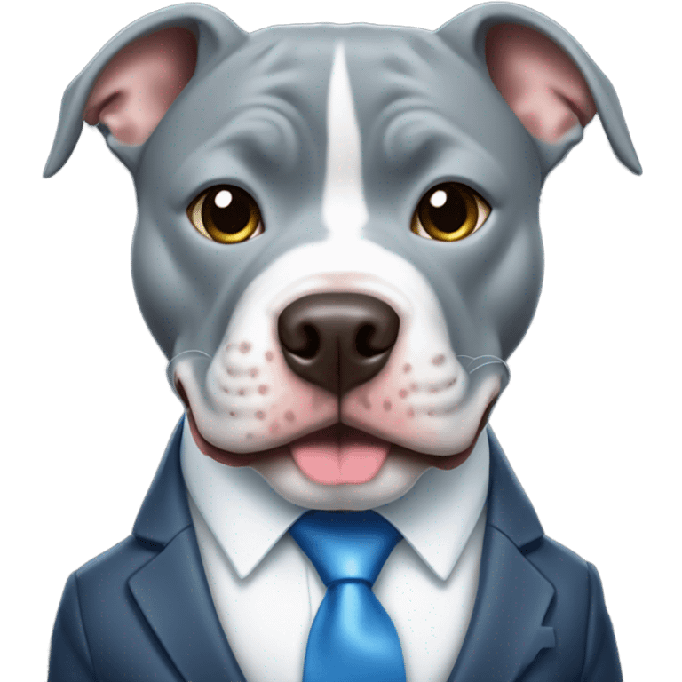 A blue pitbull dog wearing a suit is ready to bite! emoji