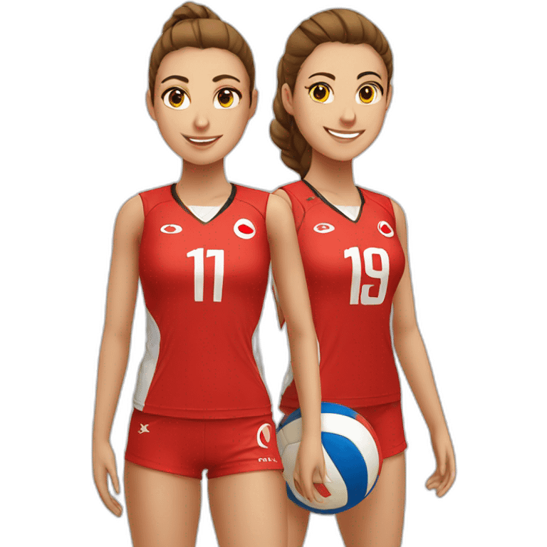 Turkish National Girls volleyball team wearing red jersey emoji