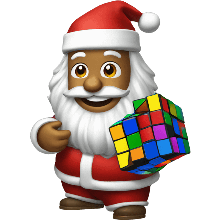 Santa claus playing Rubik cube emoji