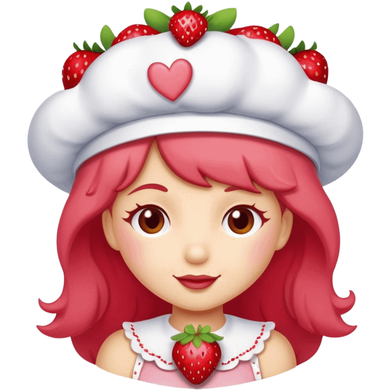 Strawberry shortcake from 2003 blushing with hearts  emoji