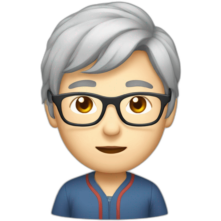 Chinese grey hair wear glasses held Taiwan flagup emoji