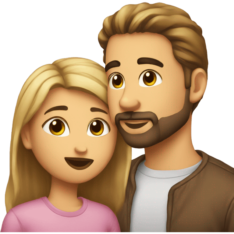 Goatee beard man kisses girl emoji