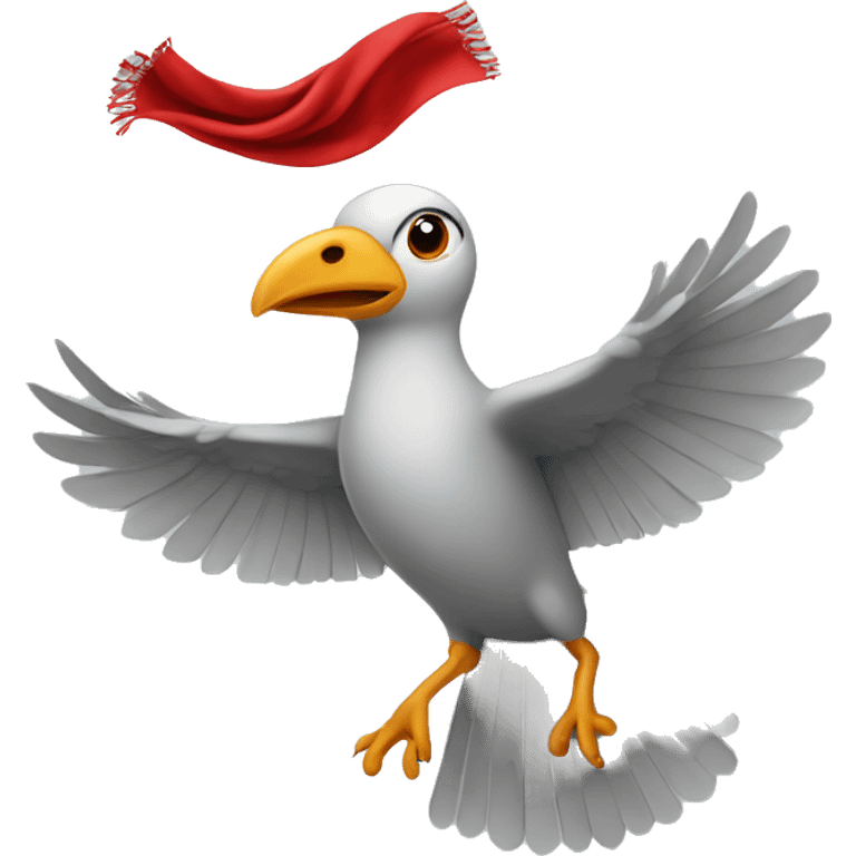 Flying bird with red scarf emoji