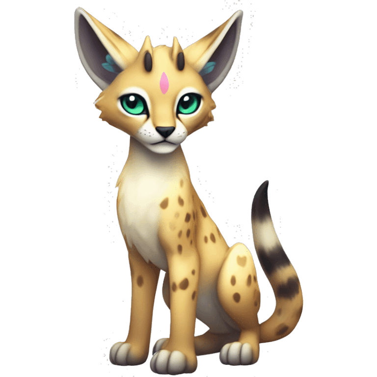 Cute Kawaii Epic Ethereal Sparkly Colorful Sergal-Serval-Caracal-Vernid full body emoji