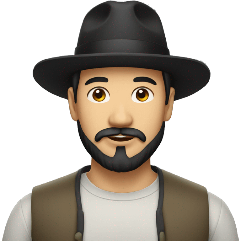 asian man with black russian hat and black beard emoji