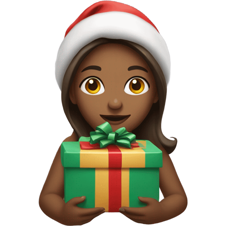 Girl with a present on Christmas  emoji