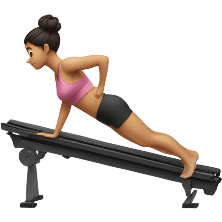 Girl doing plank on reformer emoji