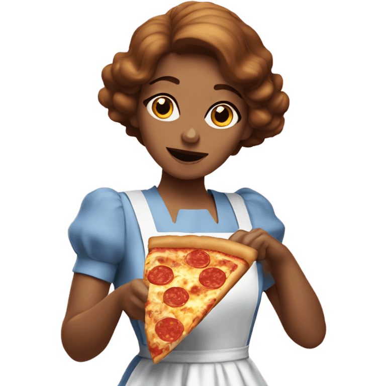 Dorothy eating pizza emoji