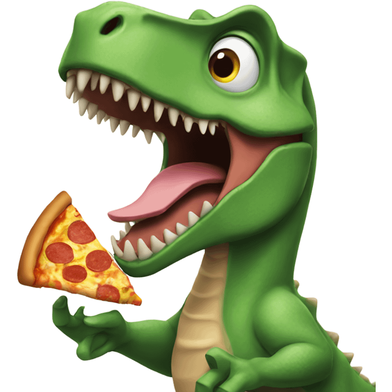 dinosaur eating pizza emoji