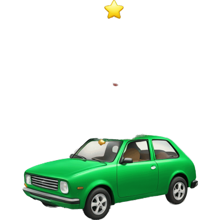 green car with christmas tree emoji