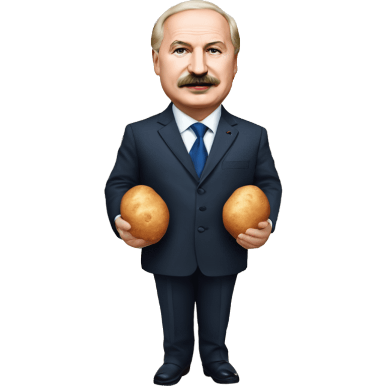 Photorealistic Belarus president Lukashenko with potato in right hand emoji