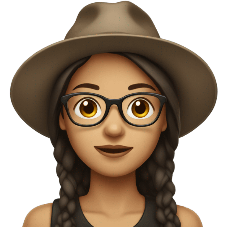 Brunette girl with glasses and a hat emoji