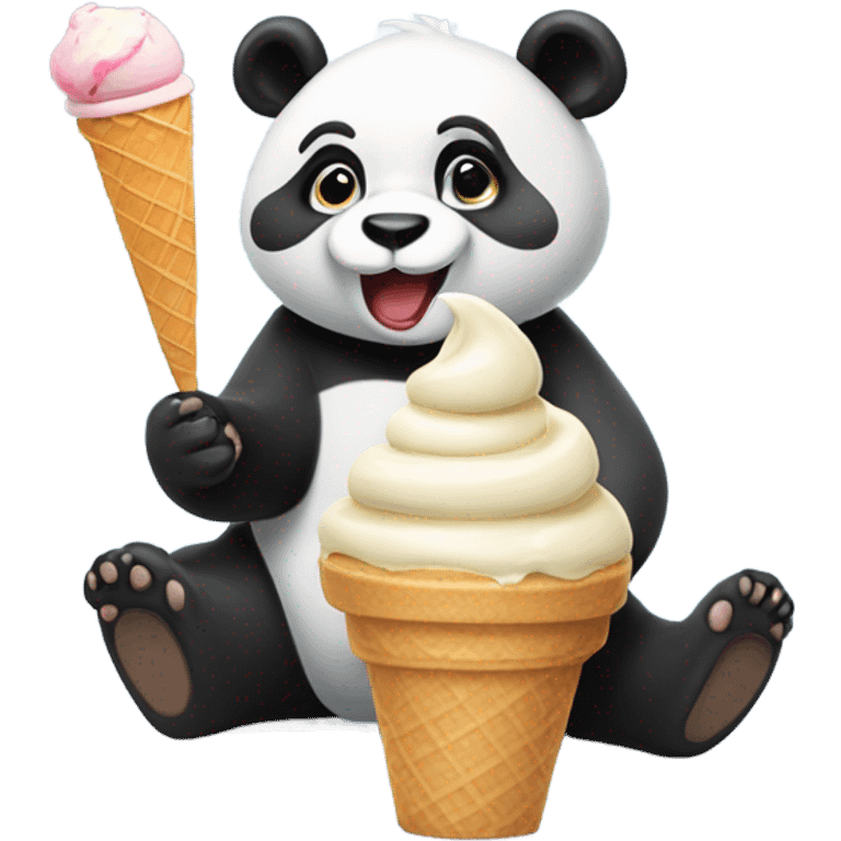 Panda eating ice cream emoji