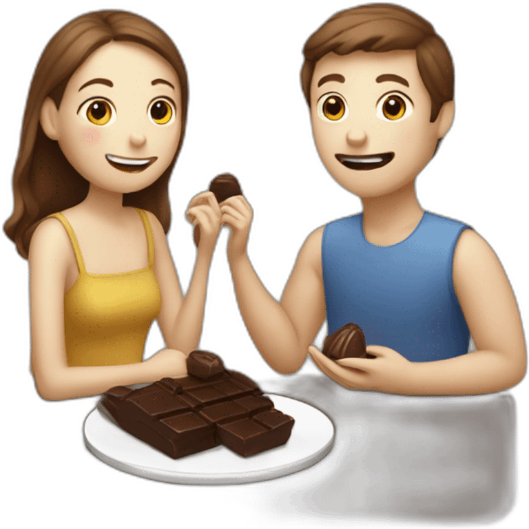 white couple eating chocolat emoji