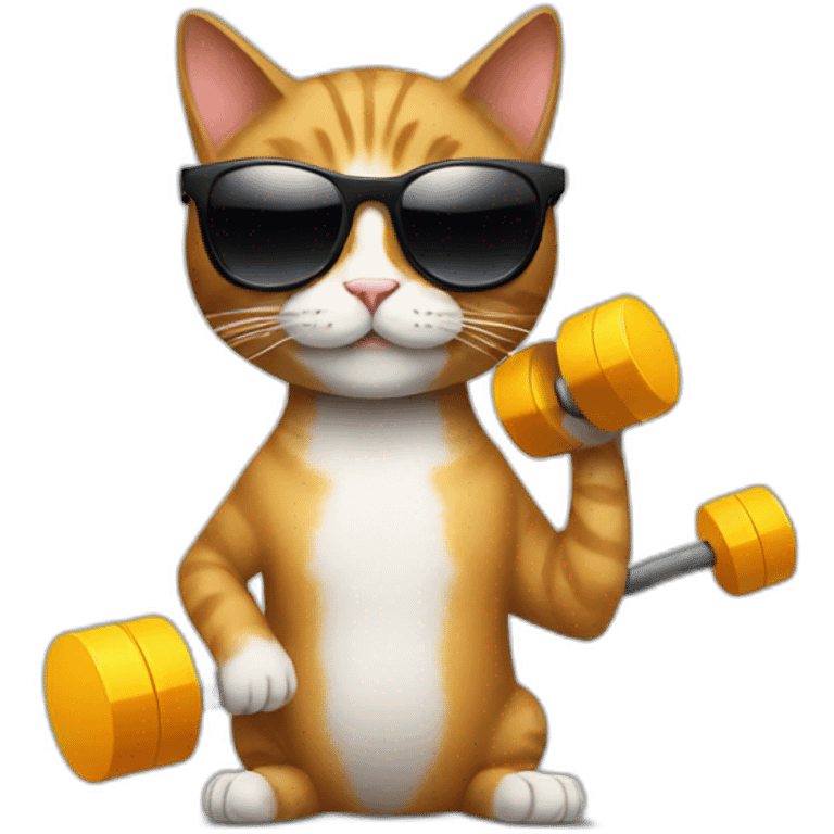 A Cat with a dumbbell and sunglasses  emoji