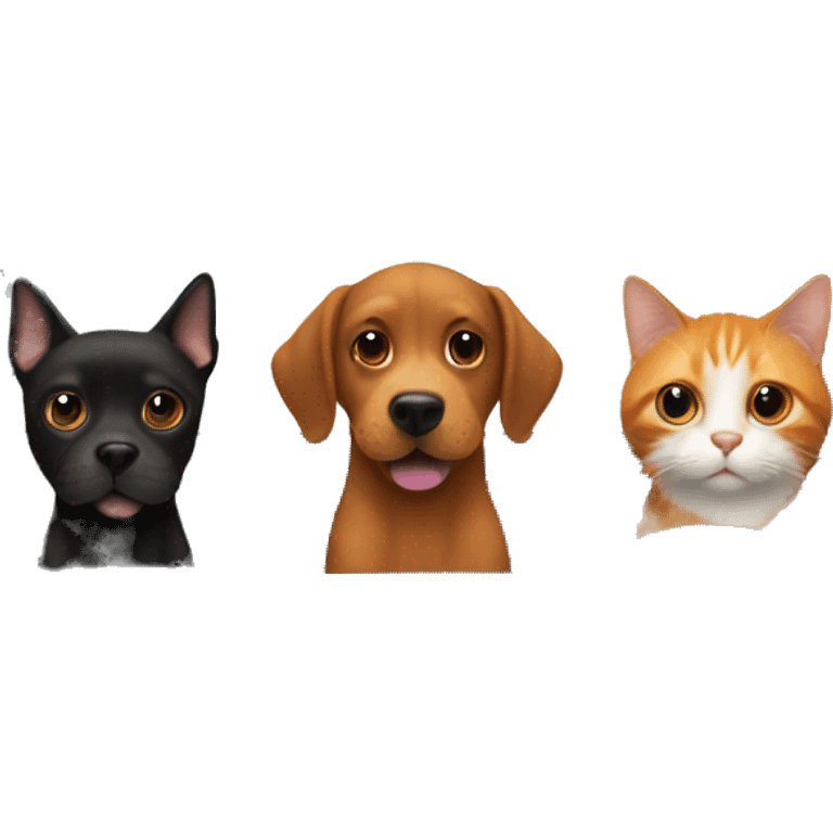 Black dog, brown dog and orange cat in a car emoji