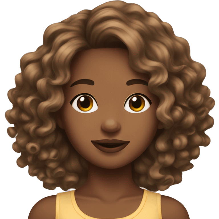 brown skin wavy hair pretty girl  emoji