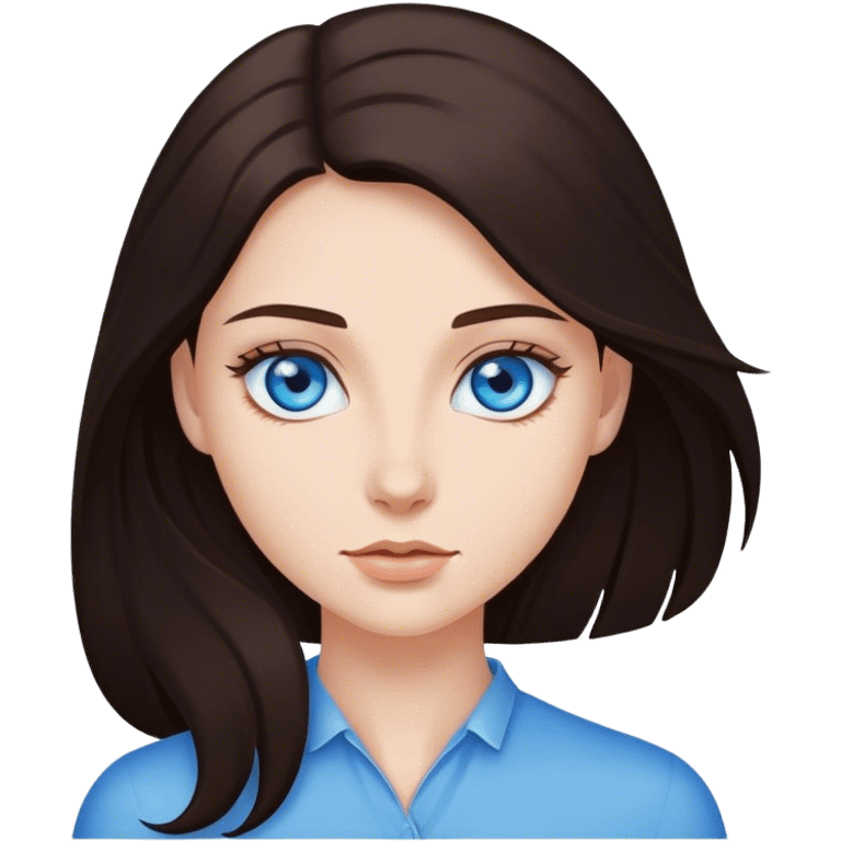 Fair skin woman with blue eyes and long dark brown hair emoji