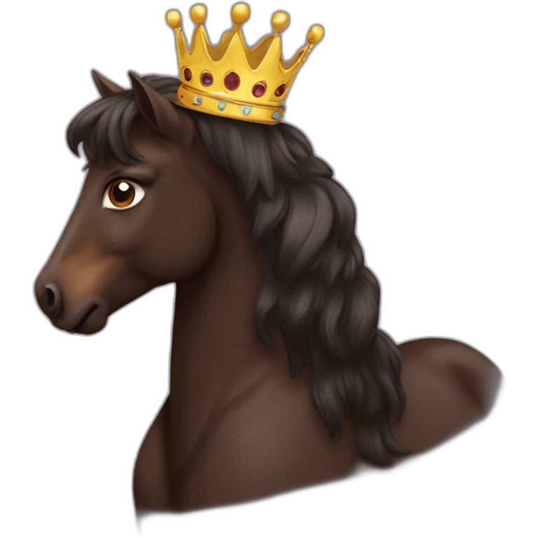 darks brown horse very proud with a crown emoji