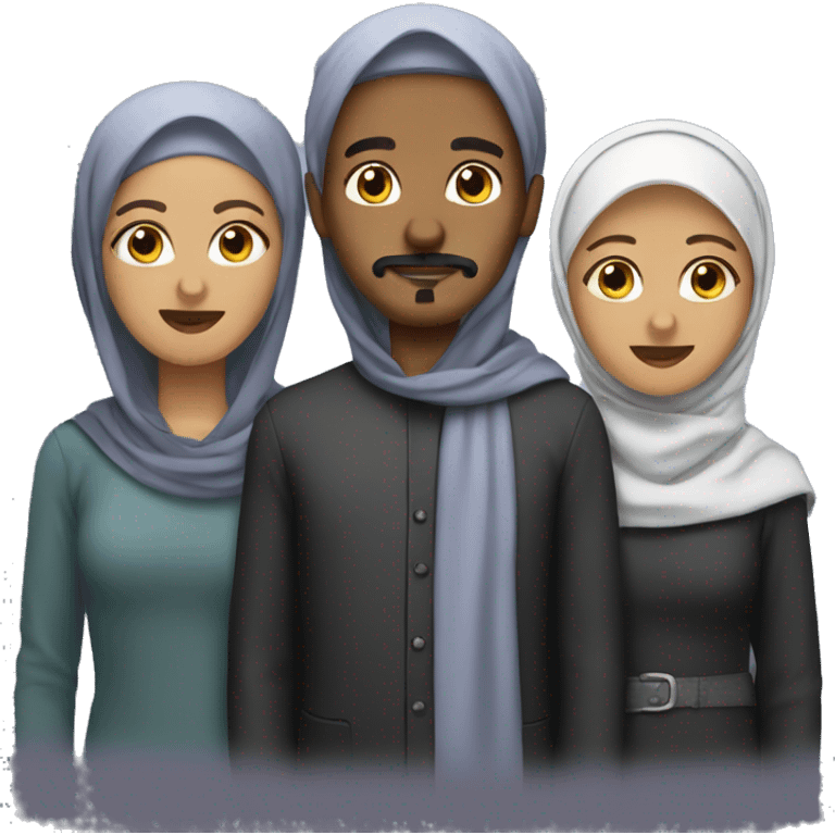 Fam men with mustache wearing hijab  emoji