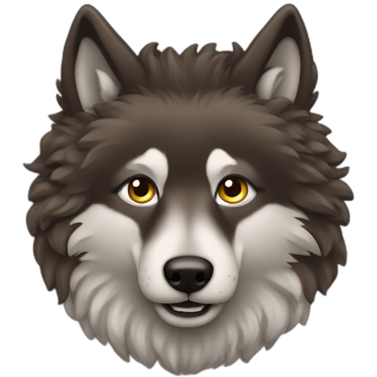 Curly haired brune wolf emoji