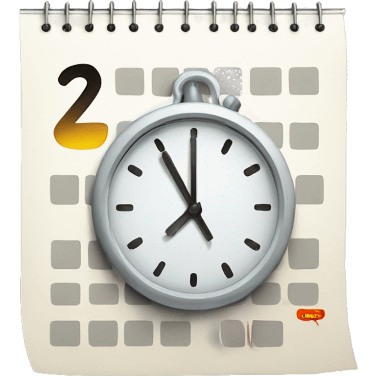 digital calender with a smal clock aside emoji